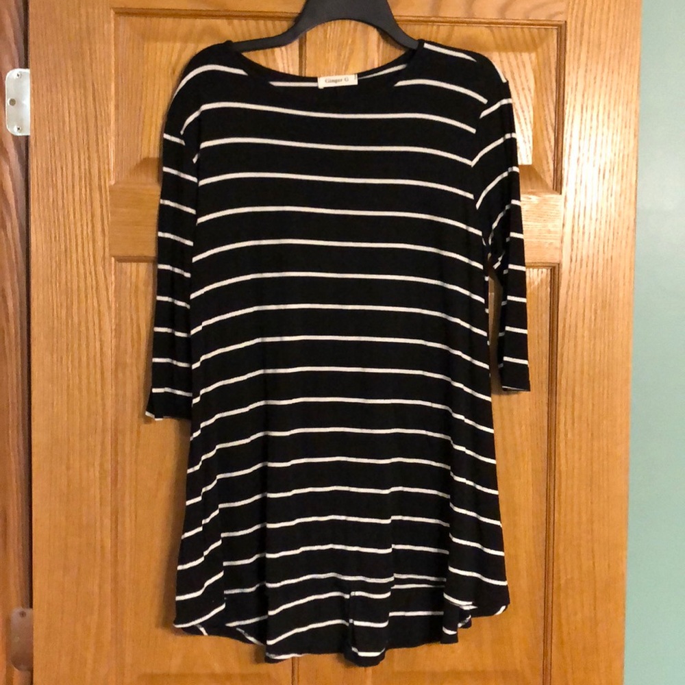 Black and white striped tunic/dress